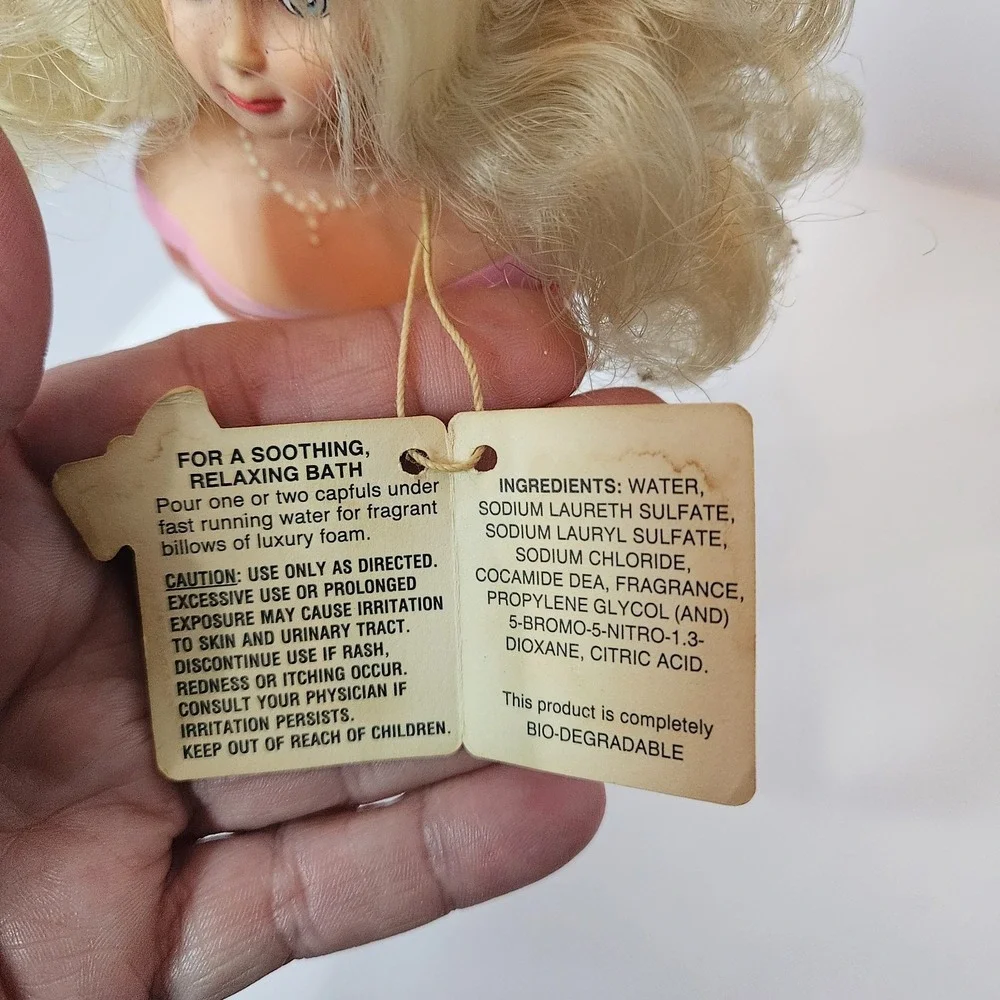 VTG Belcam Bubble Bath Soap Bottle Doll Body Pink Dress Blonde Empty Collectable